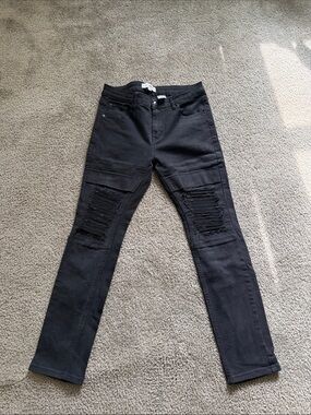 Fashion Nova Men's Black Skinny Ripped Jeans
